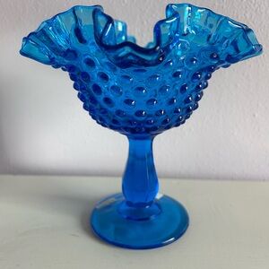 Fenton Blue Hobnail Compote Pedestal Dish
